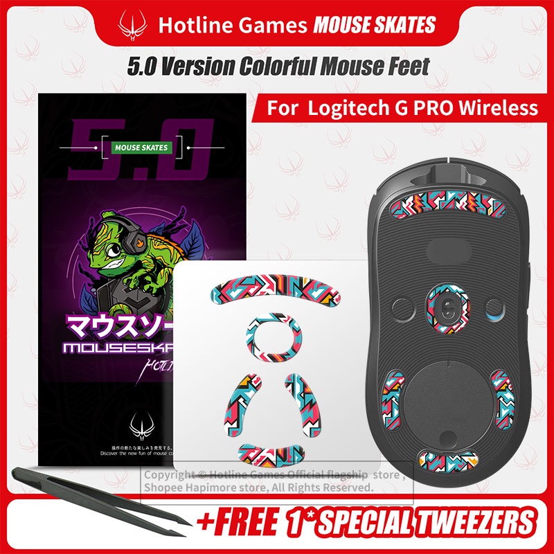 Hotline Games 5.0 เมาส์ที่มีสีสัน Feet Skates สำหรับ Logitech G PRO Wireless GPW GPX Gaming Mouse ฟุตเปลี่ยน, 0.8 มม., Glide Feet Pads,F-01 Battel Fire
