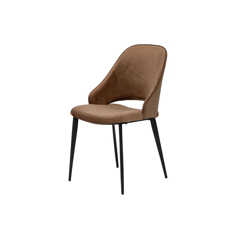 Modernform เก้าอี้ GINNY S49*58*H87.5 ขาเหล็กพ่นสีดำ หุ้มผ้าสีน้ำตาล