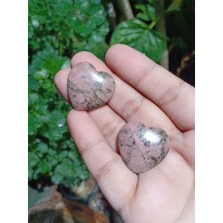 โรโดไนท์| Rhodonite #heart เนื้อหินสีชมพู 💕 มีสีดำแทรก ทรงหัวใจ