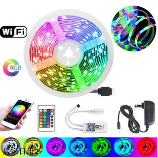 สูงสุด 20 เมตร ไฟเส้น led Strip RGB Light ไฟสีติดห้อง ไฟเทป WiFi แถบไดโอดริบบิ้นยืดหยุ่นชุดเซ็นเซอร์เพลงรีโมทคอนโทรล ไฟ（