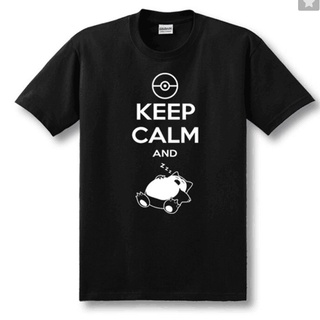 เสื้อยืดแขนสั้นลําลอง พิมพ์ลายโปเกม่อน Snorlax Keep Calm And Carry On แฟชั่นใหม่