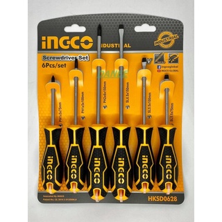 INGCO ชุดไขควง รุ่น HKSD0628 ( 6 pcs screwdriver set ) / ไขควงชุด ปากแบน ปากแฉก 6 อัน ชุดไขควงingco ไขควง