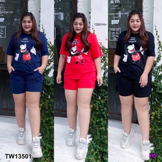 PP13501 Set #Bigsize เสื้อแขนสั้น+กางเกงขาสั้น สกรีนลายการ์ตูน