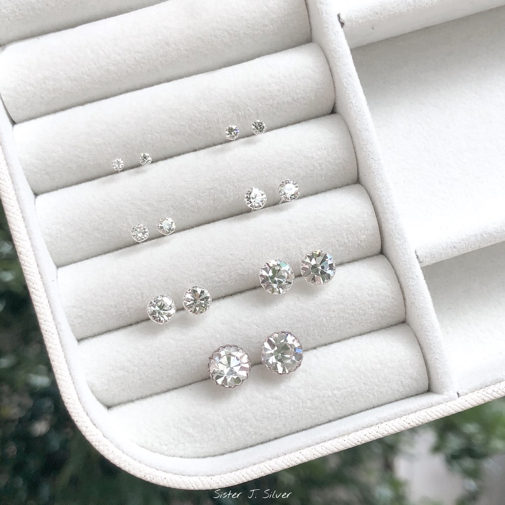 Crystal earrings | silver925 | ต่างหูเงินแท้ | Sister J
