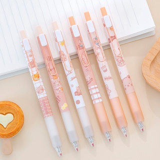 [สุ่มสี] สไตล์ญี่ปุ่น สร้างสรรค์ การ์ตูนหมีน่ารัก ปากกาเครื่องเขียน / ปากกาเจลเกาหลี Kawaii สําหรับนักเรียน / เขียนลื่น หมึกสีดํา ปากกาเจล
