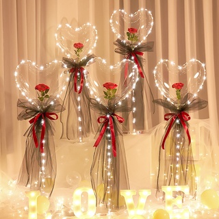 [Glowing Love Heart Bobo Ball ][ช่อดอกไม้เรืองแสง LED][ชุดช่อดอกไม้ DIY สําหรับปาร์ตี้วันเกิด วันวาเลนไทน์]