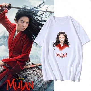 เสื้อยืดฤดูร้อนhotเสื้อยืดแขนสั้น พิมพ์ลายภาพยนตร์ Hua Mulan แฟชั่นฤดูร้อน สําหรับผู้ชาย และผู้หญิงS-3XL