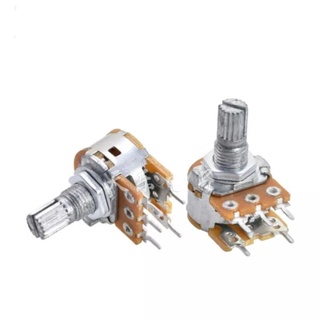 VR ปรับค่าได้ 10K 20K 50K 100K OHM Volume Potentiometer 6 Pins หมุนเพลาแยก Linear สเตอริโอ 6ขา 2ชั้น แกนสั้น