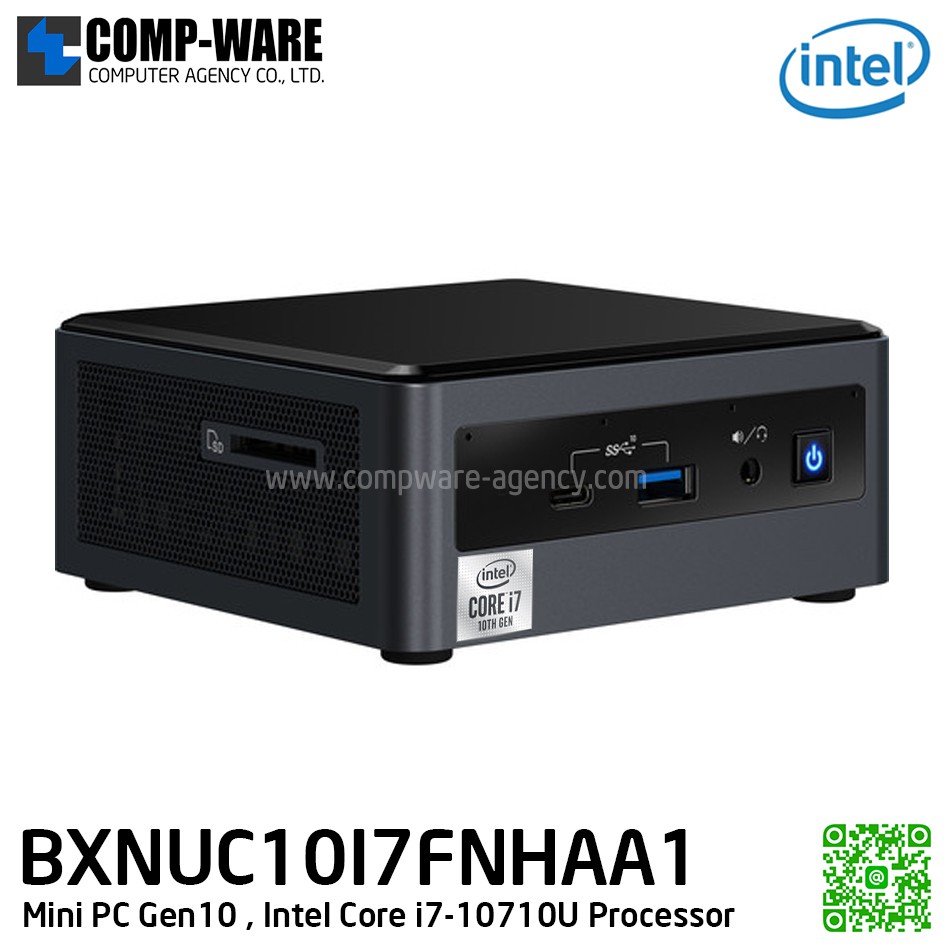 Intel NUC10I7FNHAA1 Mini PC NUC Tall Kit - Core i7-10710U , 16GB DDR4-2666 ,256GB NVMe SSD + 1TB HDD, Windows 10 Home