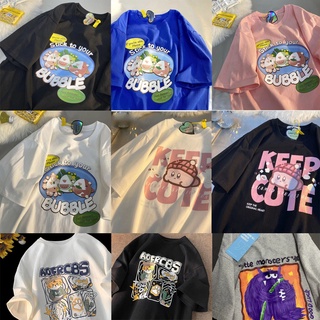 พร้อมส่ง|ถูก|ส่งไว💙เสื้อยืดแขนสั้นผู้หญิงน่ารัก oversize เสื้อผ้าวินเทจ แฟชั่น เสื้อโอเวอร์ไซส์เกาหลี สกรีนลายการ์ตูน