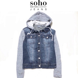 Jacketยีนส์ฮูท แจ็คเก็ตฮู้ดยีนส์ฟอก สีเซอร์ งานแบรนด์ SOHO NY&amp;C (Soho New York&amp;Compay )Jk309