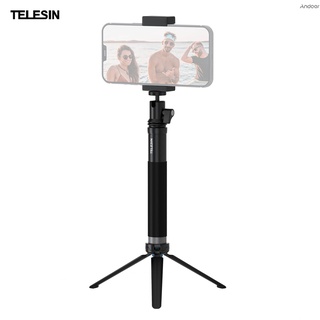 Telesin GP-MNP-093-H ขาตั้งกล้องไม้เซลฟี่ อะลูมิเนียมอัลลอย แบบพกพา 91 ซม. 35.8 นิ้ว สกรู 1/4 นิ้ว 360° หัวบอล แบบหมุนได้ พร้อมอะแดปเตอร์เมาท์ขาตั้งกล้อง สําหรับ Vl