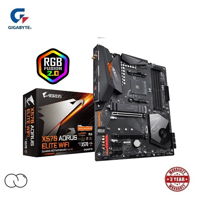 GIGABYTE X570 AORUS ELITE WIFI MOTHERBOARD / AMD Ryzen X570 ATX MOBO / RGB FUSION 2.0 / ซ็อกเก็ต AMD