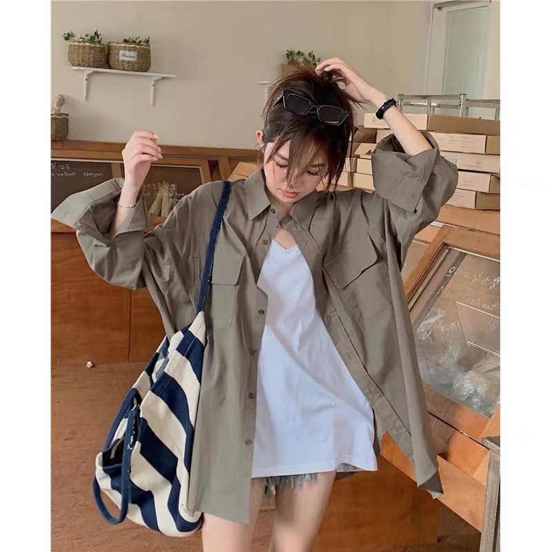 เสื้อเบลาส์ แขนยาว คอสูง ลายดอกไม้ ทรงหลวม สไตล์เกาหลี เรโทร แฟชั่นสําหรับผู้หญิง