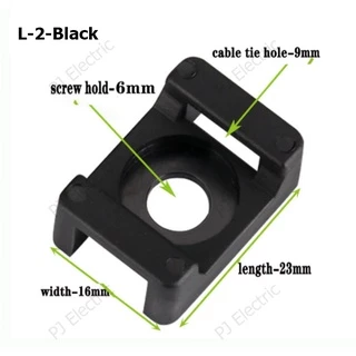 50 แป้นสกรูยึดเคเบิ้ลไทร์สีดำหรือขาว (Saddle Type Tie Mount) มี 3 ขนาดให้เลือก เล็ก กลาง หรือ ใหญ่