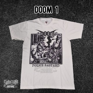 เสื้อยืดผ้าฝ้ายพิมพ์ลายแฟชั่น (ซ้ายเฉือน) Doom เสื้อยืด Builtup Music Band Punk กบฏดั้งเดิม