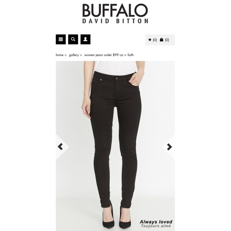 กางเกงผู้หญิงยีนส์ยืด สีดำ Buffalo David Bitton Skinny / gloria vanderbilt jeans amanda/Jessica Simp