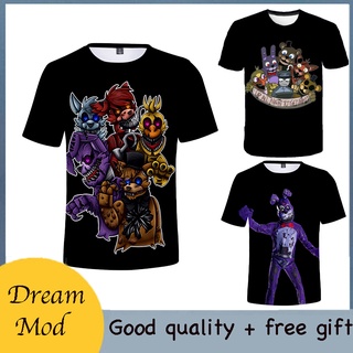 เสื้อยืดแขนสั้นลําลอง พิมพ์ลายอนิเมะ Five Nights At Freddys Game FNAF 3 มิติ ทรงหลวม แฟชั่นฤดูร้อน สไตล์ฮาราจูกุ สําหรั