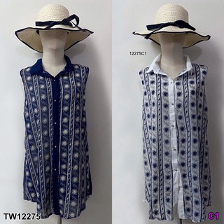 SS12275 Dress มินิเดรสชีฟองแขนกุด ปักดอก