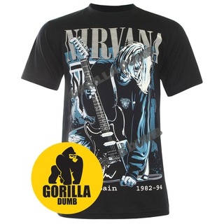 Gorilladumb เสื้อยืดลายวงดนตรี Kurt Cobain The Nirvana  สีดำ