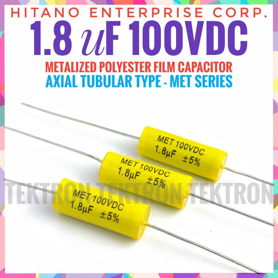 MET Hitano 1.8uF 100VDC Axial Capacitor Bipolar Non Audiophile BP