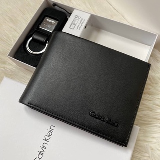 Cal/vin Klein Men Wallet With Leather Key Chain โลโก้นูน Code:B7D210765 แบรนด์แท้ 100% งาน Outlet