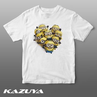 แขนสั้นcrew neckKazuya TM-0064 เสื้อยืด พิมพ์ลายการ์ตูน MINIONS HEART น่ารักS-XXXXL