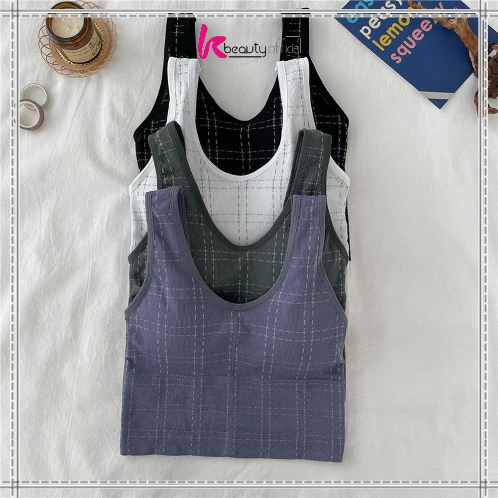 KB-P152 เสื้อกล้ามบราลายทางผู้หญิงเกาหลี / ชุดชั้นในสตรีพร้อมถ้วยโฟม / ท็อปส์ซู Tangtop ของผู้หญิง