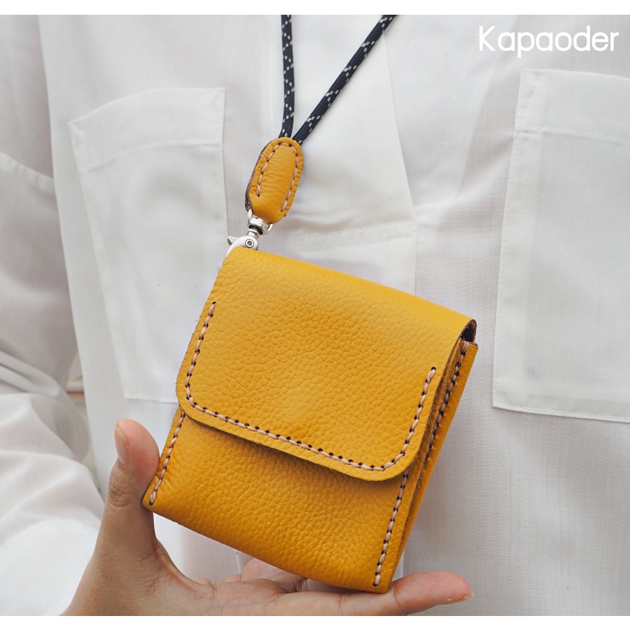 กระเป๋าคล้องคอ รุ่น3ช่อง หนังวัวแท้ แฮนด์เมด โรงงานไทยkapaoder