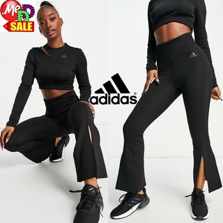 ADIDAS - ใหม่ กางเกงรัดรูปขาบานใส่ออกกำลังกาย /ลำลอง เอวสูง ADIDAS FRONT SLIT HYPERGLAM FLARED RIB PANTS HM3189 HM3190