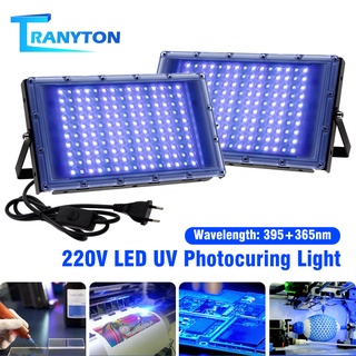 ไฟฟลัดไลท์ UV LED 220V150W SMD2835 395+365nm IP65 กันน้ํา สําหรับบ่มหมึก UV