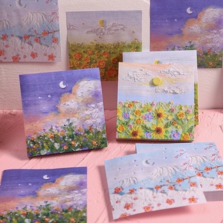 🌟(50แผ่น)Flower Painting Note กระดาษโน๊ต โพสต์อิท โน๊ตพร้อมส่ง โน๊ตลายดอกไม้ ทุ่งดอกไม้