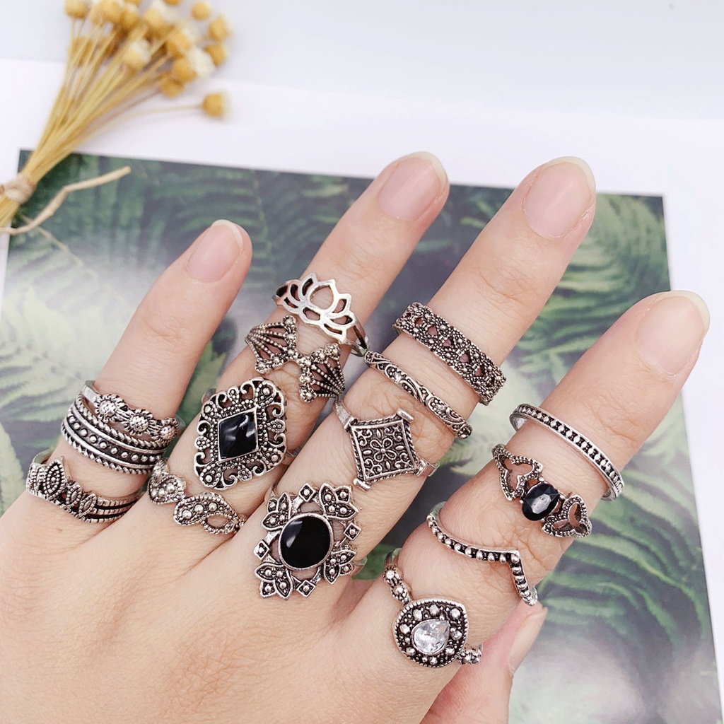 Trvn Vintage Silver Knuckle Rings Set Simple Stackable Finger Rings