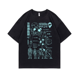 เสื้อยืดครอปเสื้อยืดแขนสั้น ผ้าฝ้าย 100% พิมพ์ลายอนิเมะ Ghost In The Shell Kusanagi Motoko ทรงหลวม สไตล์ฮิปฮอป แฟชั่นสํา
