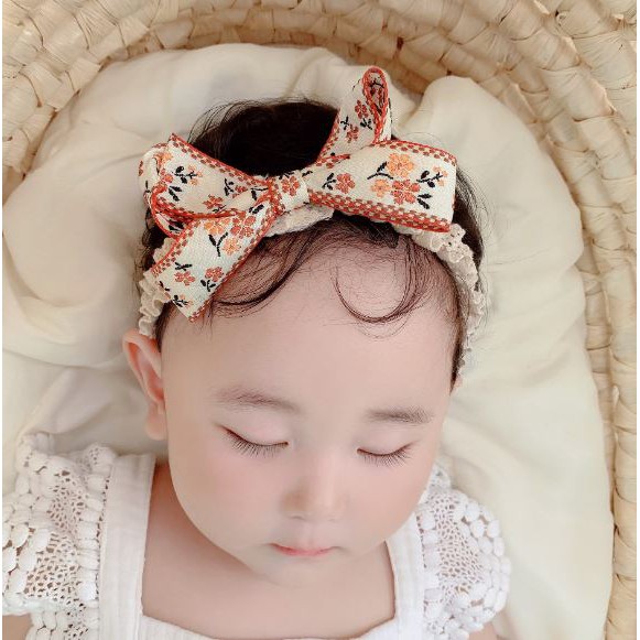 พร้อมส่ง! ที่คาดผมเด็ก คาดผมเด็ก รุ่นลายดอกไม้วินเทจ