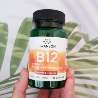 50% Sale!!! EXP: 06/2023 วิตามินบี12 Vitamin B-12, Energy and Metabolism, 500 mcg 100 Capsules (Swanson®) B12 B 12