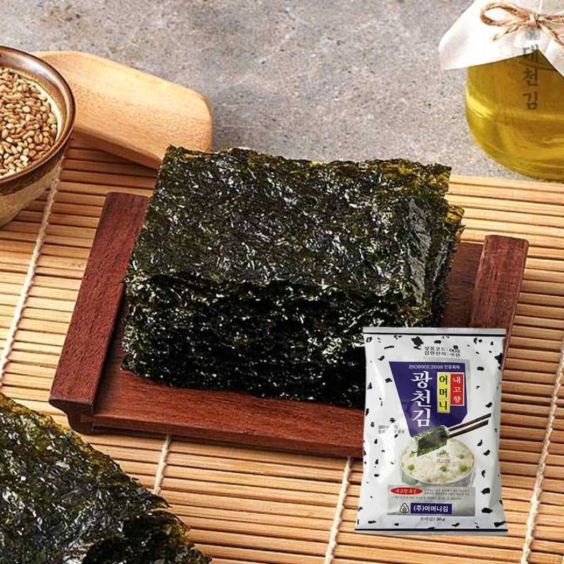 สาหร่ายเกาหลีแบบห่อ 1 ห่อ 3 ห่อ KOREA SEAWEED นำเข้าจากเกาหลี ของแท้ 100% 어머니 햇김 สาหร่ายอบปรุงรส ยี่