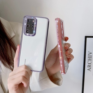 เคสโทรศัพท์มือถือ แบบใส ประดับเพชรเทียม กันกระแทก สําหรับ Huawei P40 Pro P30 Pro