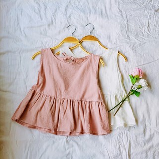 MinmindCloset - Tanks Tops เสื้อแขนกุด ปลายระบาย ผ้า cotton มี 2 สี