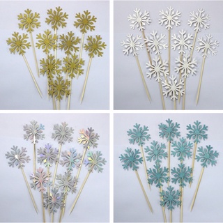 ป้ายสโนเฟลกปักเค้ก (1ชุด10ชิ้น)