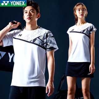 Yonex เสื้อผ้าแบดมินตัน แขนสั้น แห้งเร็ว สําหรับผู้ชายและผู้หญิง เสื้อผ้าเทนนิส แบดมินตัน กีฬา เทรนนิ่ง