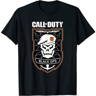 เสื้อยืดผ้าฝ้ายพรีเมี่ยม เสื้อยืด ลาย Call of Duty Ops 4 Badge สีดํา สําหรับผู้ใหญ่