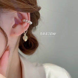 DREJEW ต่างหู แบบคลิปหนีบ ประดับไข่มุก เพชร สไตล์ฝรั่งเศส 1