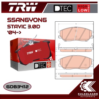 ผ้าเบรคหน้า TRW สำหรับ SSANGYONG STAVIC 3.0D 04-&gt; (GDB3412)