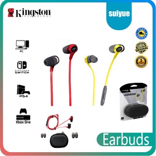 Kingston HyperX Cloud Earbuds ชุดหูฟังอินเอียร์เล่นเกม แบบใช้สาย ไมโครโฟน เสียงเซอร์ราวด์ รองรับ PC PS4 อุปกรณ์มือถือ