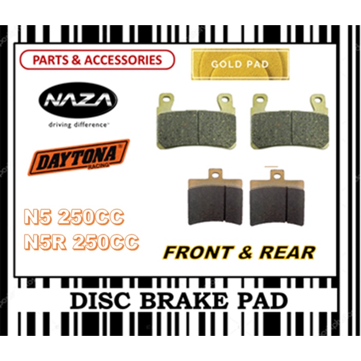 NAZA N5 250CC N5R 250CC ผ้าเบรคชุด FR0NT & REAR DAYTONA TYPE GOLD