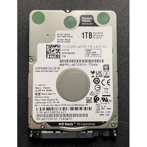 WD BLACK HDD NB 2.5" 1TB 7200RPM SATA (WD10SPSX) ••• มีผล Test •••