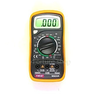 YUGO M920R Digital Multimeter ดิจิตอลมัลติมิเตอร์พร้อมยางหุ้ม และสายวัดอย่างดี แถมฟรี แบตเตอรี่