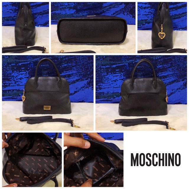 👝: MOSCHINO Black Leather Shoulder Bag แท้ 💯%