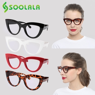 Soolala แว่นตาอ่านหนังสือ ทรงตาแมว ป้องกันแสงสีฟ้า 4 คู่ +1.0 1.5 2.0 2.5 3.0 3.5 4.0 สําหรับผู้หญิง